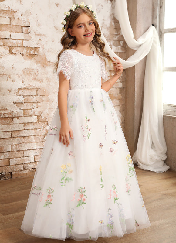 Robe Pastel Blanche Fille Mariage Fleurs - gallery 2