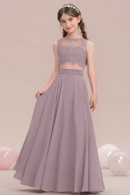 Robe Pastel Rose Demoiselle D'Honneur Col Rond