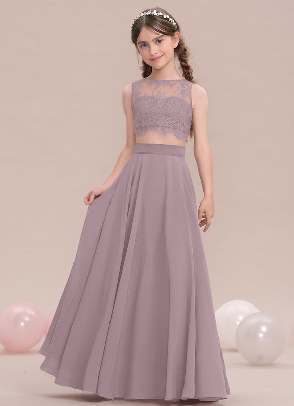 Robe Pastel Rose Demoiselle D'Honneur Col Rond