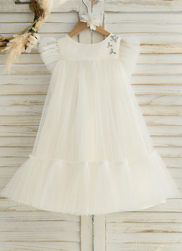 Robe Pastel Fille Mariage Blanche Tulle