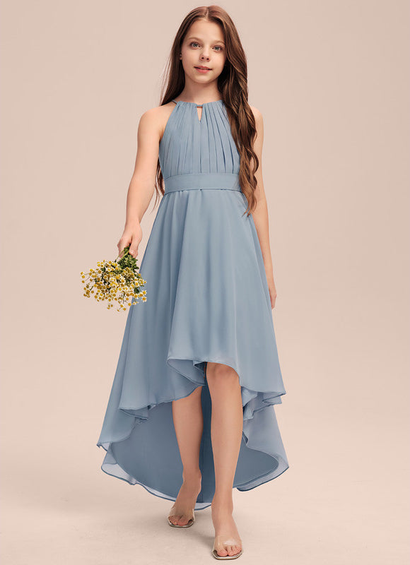 Robe Pastel Bleu Trapèze Mousseline Plissée