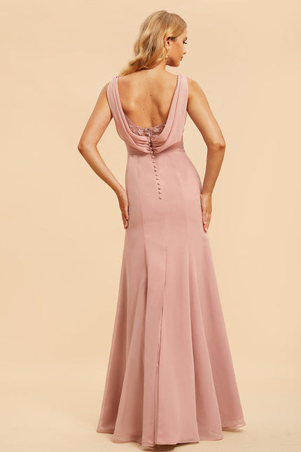 Robe Pastel Rose Sirène Col Bateau - gallery 1