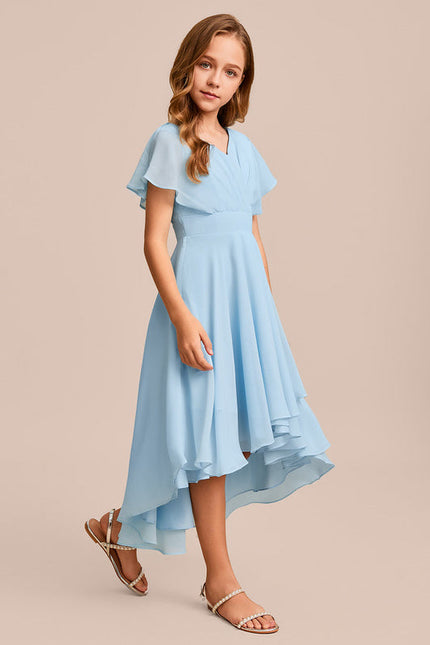Robe Pastel Verte Trapèze Col V Junior - gallery 5