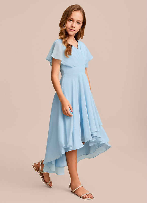 Robe Pastel Verte Trapèze Col V Junior - gallery 5