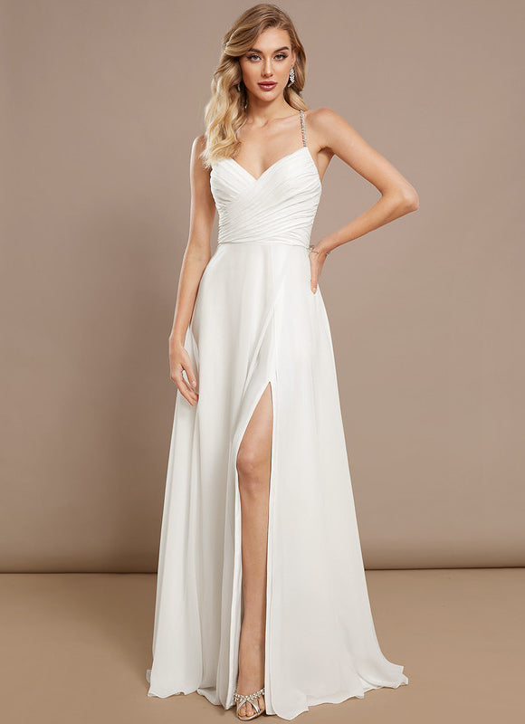 Robe Pastel Blanche Col V Longueur Ras Du Sol