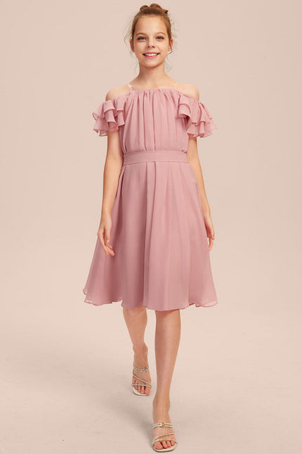 Robe Pastel Rose Épaule Dénudée Trapèze - gallery 2