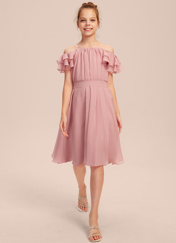 Robe Pastel Rose Épaule Dénudée Trapèze - gallery 2