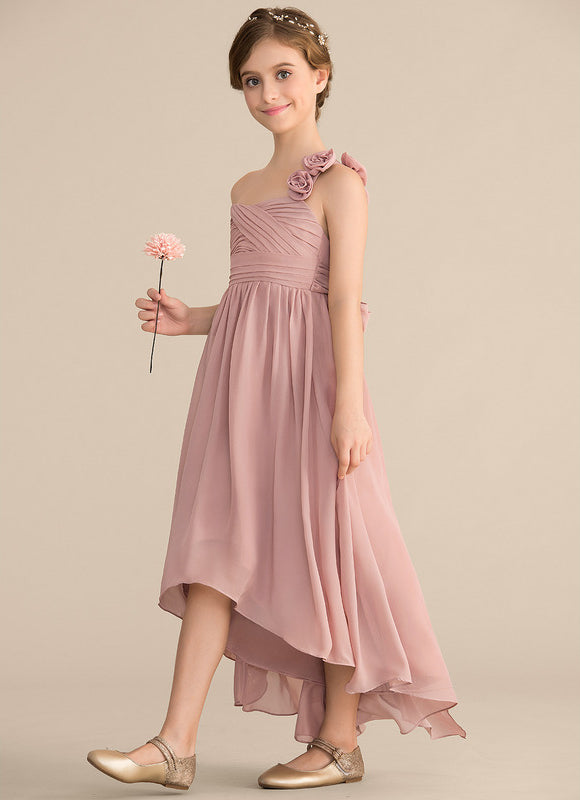Robe Pastel Rose Décolleté Asymétrique Junior - gallery 1