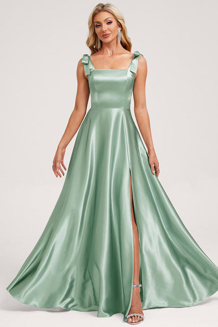Robe Pastel Verte Trapèze Longue Satin