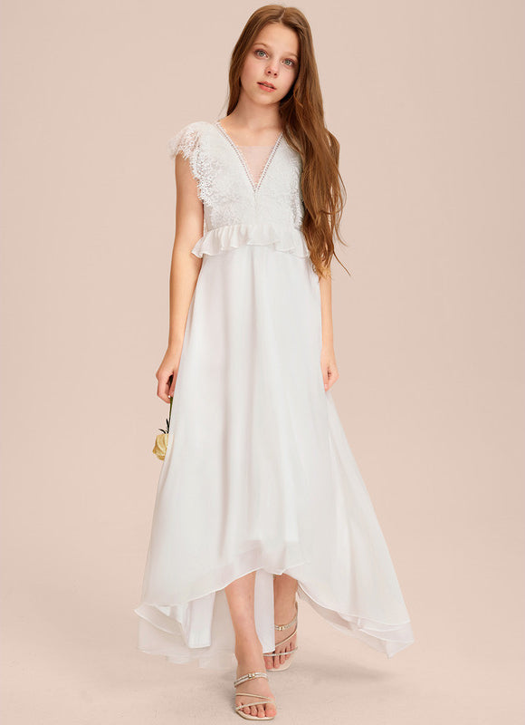 Robe Pastel Blanche Col V Asymétrique - gallery 6