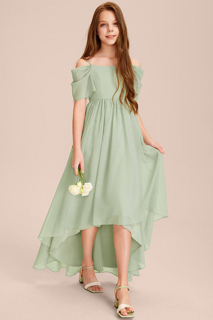 Robe Pastel Vert Mousseline Trapèze Junior - gallery 1