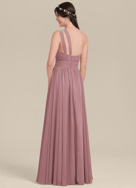 Robe Pastel Bleu Décolleté Asymétrique Longue - gallery 1