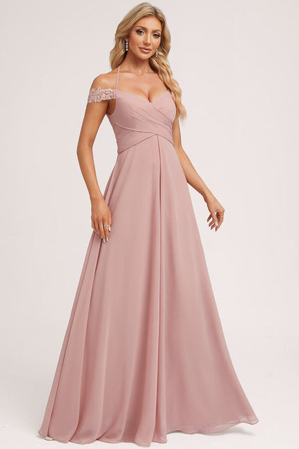 Robe Pastel Rose Décolleté Épaules Libérées - gallery 2
