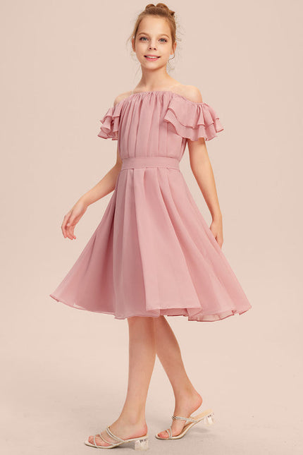 Robe Pastel Rose Épaule Dénudée Trapèze - gallery 3