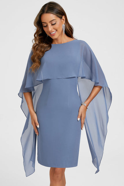 Robe Pastel Bleu Fourreau Col Rond - gallery 5