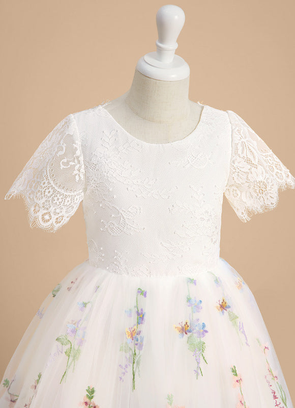 Robe Pastel Blanche Fille Mariage Fleurs - gallery 6
