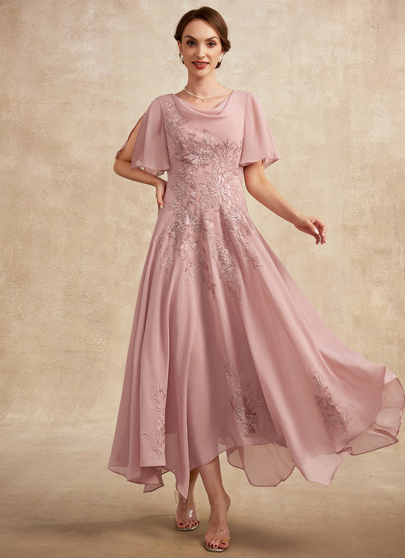 Robe Pastel Rose Dentelle Élégante Pour Mariage