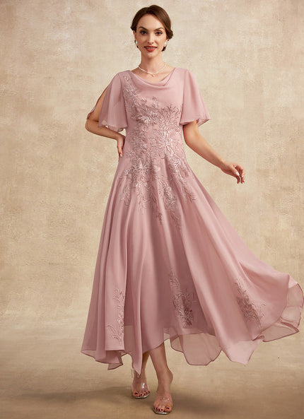 Robe Pastel Rose Dentelle Élégante Pour Mariage