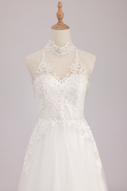 Robe Pastel Mariée Blanche Traîne Dentelle - gallery 5