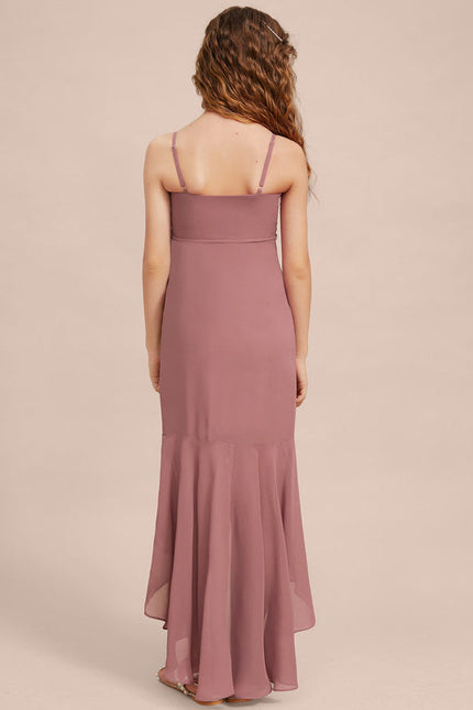 Robe Pastel Rose Demi-Longue Avec Volants - gallery 7
