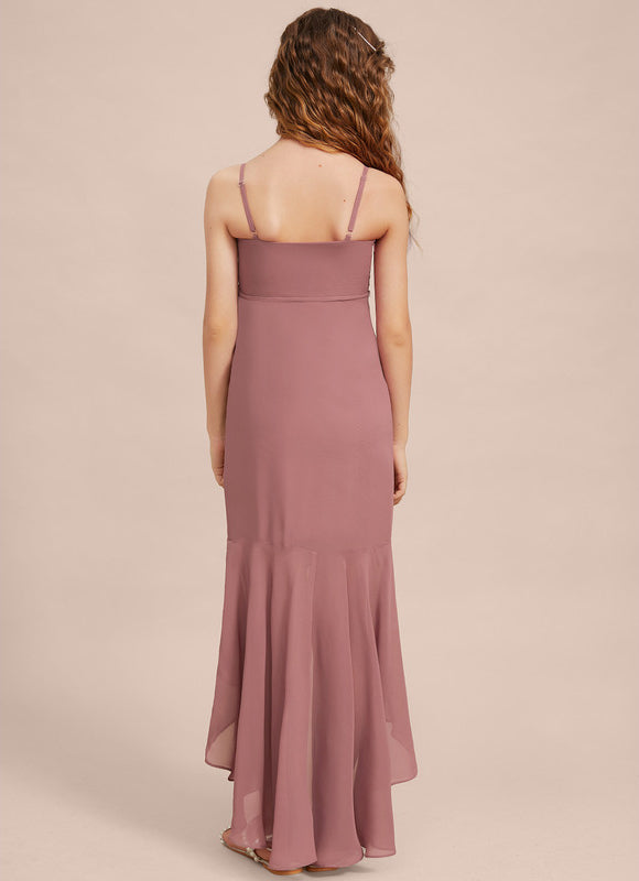 Robe Pastel Rose Demi-Longue Avec Volants - gallery 7