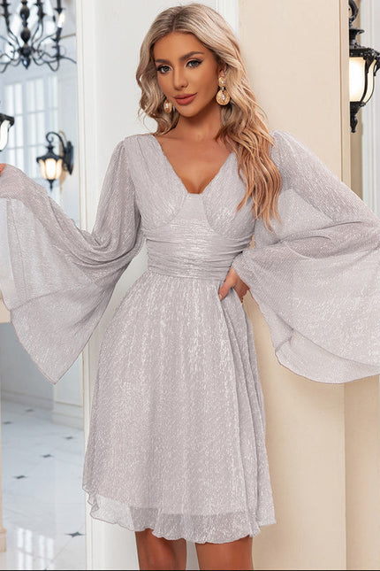 Robe Pastel Rose Paillettes Col V - gallery 9