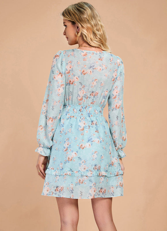 Robe Pastel Fleurie Rose Mini Volants - gallery 5