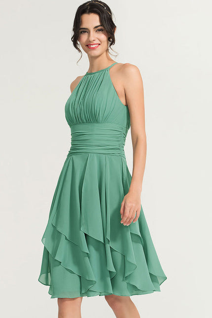 Robe Pastel Verte Trapèze À Volants - gallery 2