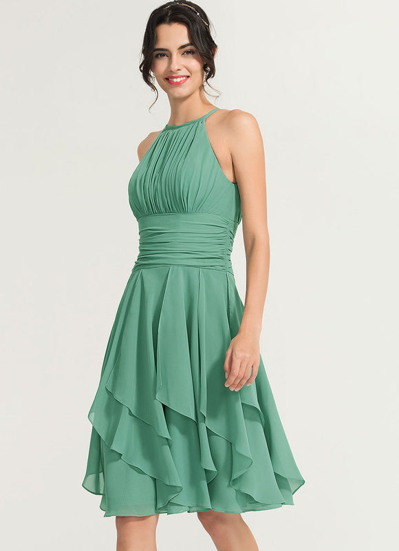 Robe Pastel Verte Trapèze À Volants - gallery 2