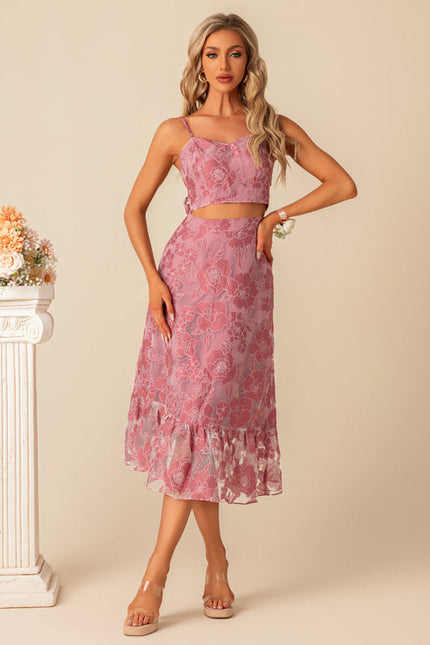 Robe Pastel Rose Imprimé Fleuri Midi