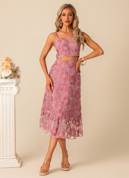 Robe Pastel Rose Imprimé Fleuri Midi