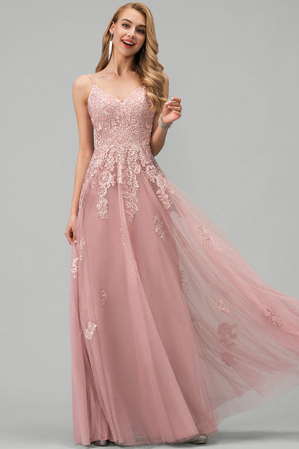 Robe Pastel Rose Longue À Paillettes - gallery 1