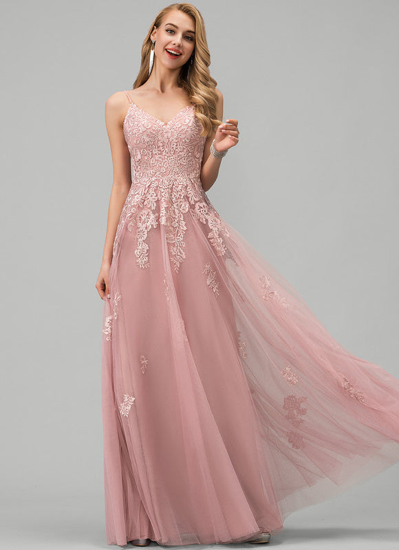 Robe Pastel Rose Longue À Paillettes - gallery 1