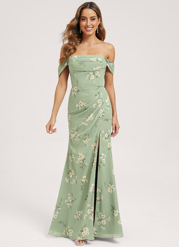 Robe Pastel Bleu Trapèze Épaule Dénudée