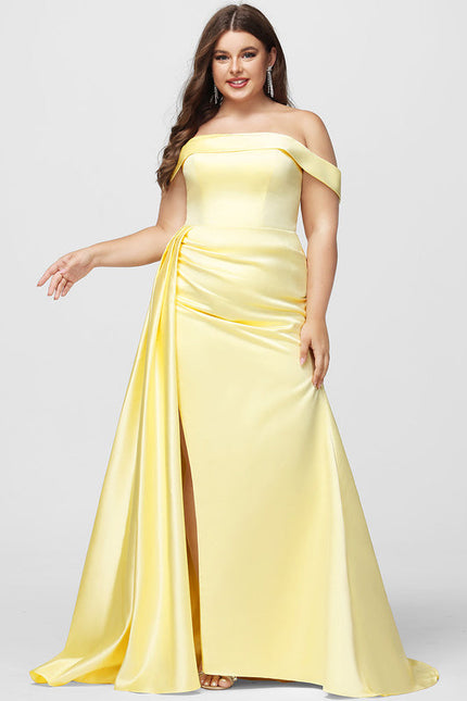 Robe Pastel Satinée Jaune Sirène Élégante - gallery 5