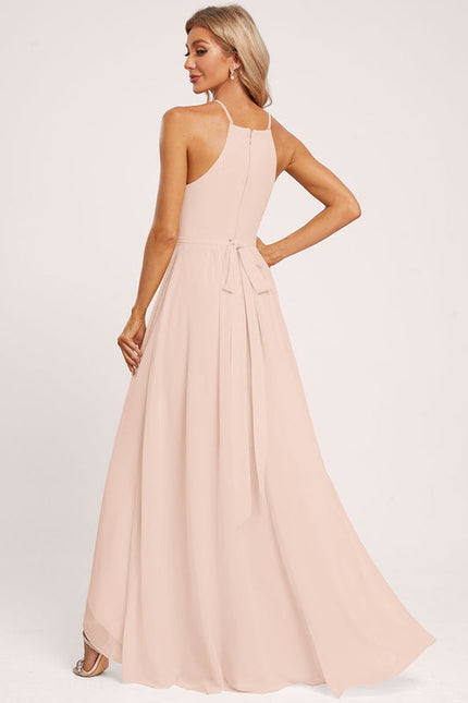 Robe Pastel Rose Trapèze Mousseline Volants - gallery 1
