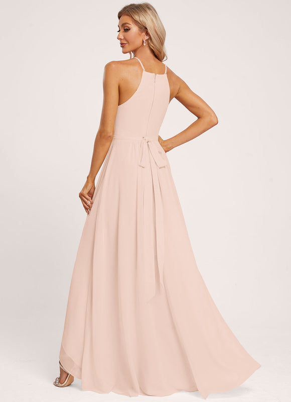 Robe Pastel Rose Trapèze Mousseline Volants - gallery 1