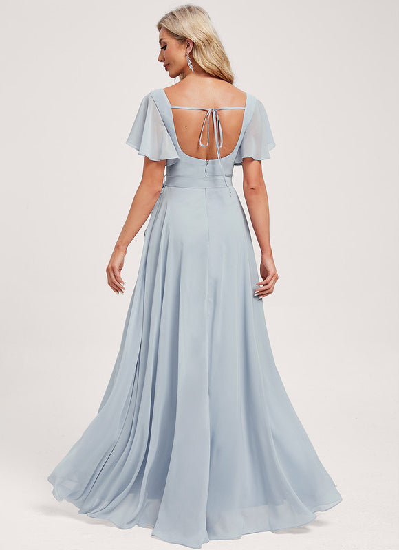 Robe Pastel Bleu Ciel Trapèze Asymétrique - gallery 4