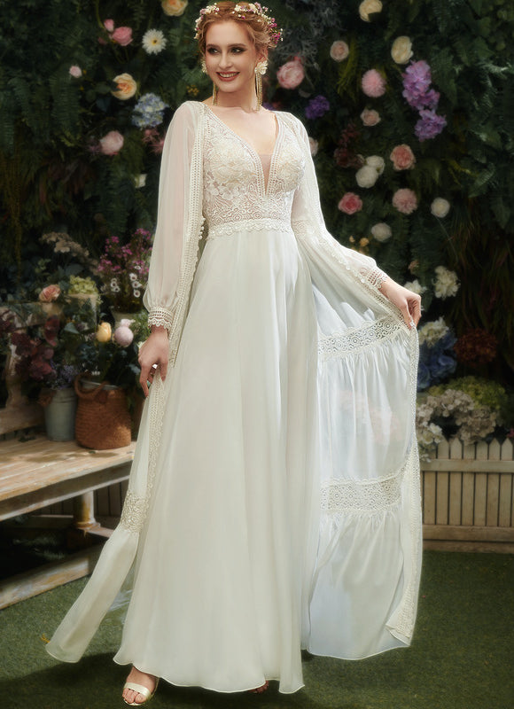 Robe Pastel Blanche Col V Longueur Ras Du Sol