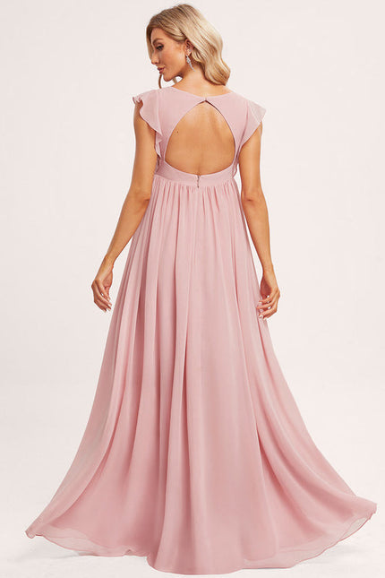 Robe Pastel Rose Demoiselle D'Honneur Volants - gallery 4