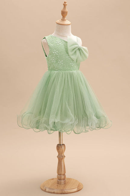 Robe Pastel Verte Dentelle Tulle Fille Mariage - gallery 2