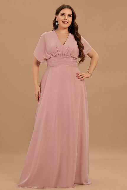 Robe Pastel Rose Décolleté Asymétrique Longue - gallery 9