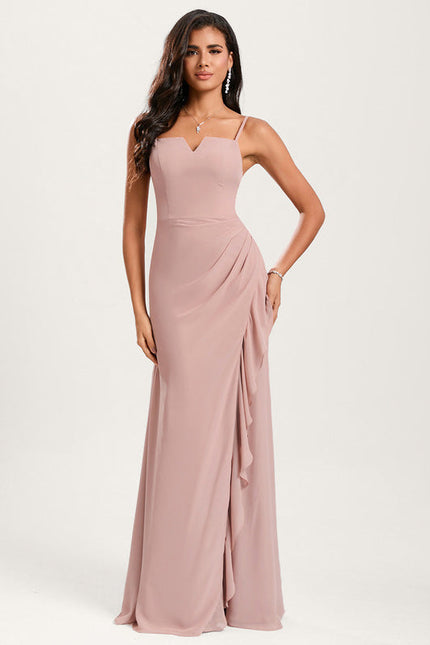 Robe Pastel Rose Sirène Col Carré - gallery 3