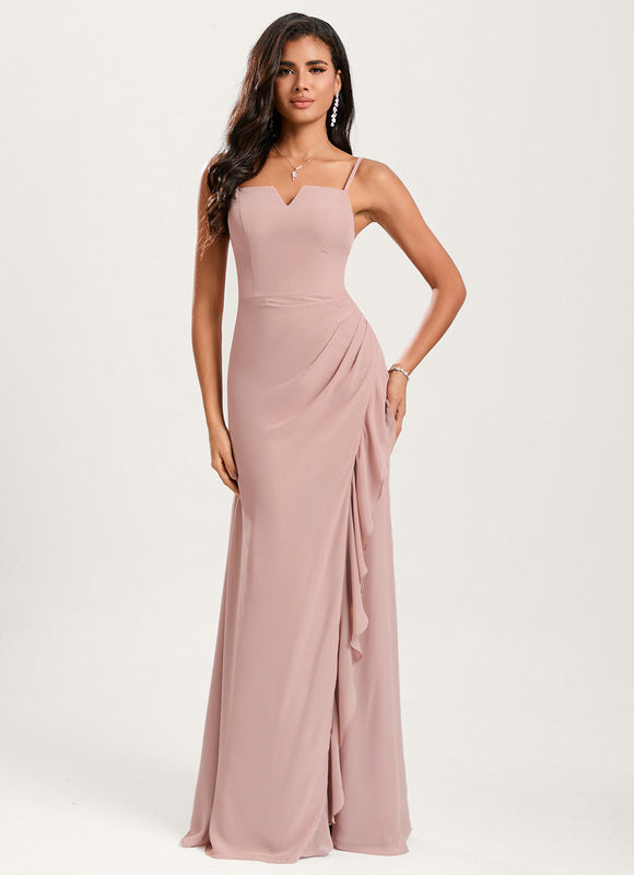 Robe Pastel Rose Sirène Col Carré - gallery 3