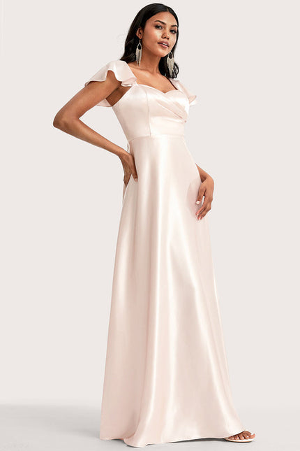 Robe Pastel Rose Satin Demoiselle D'Honneur - gallery 3