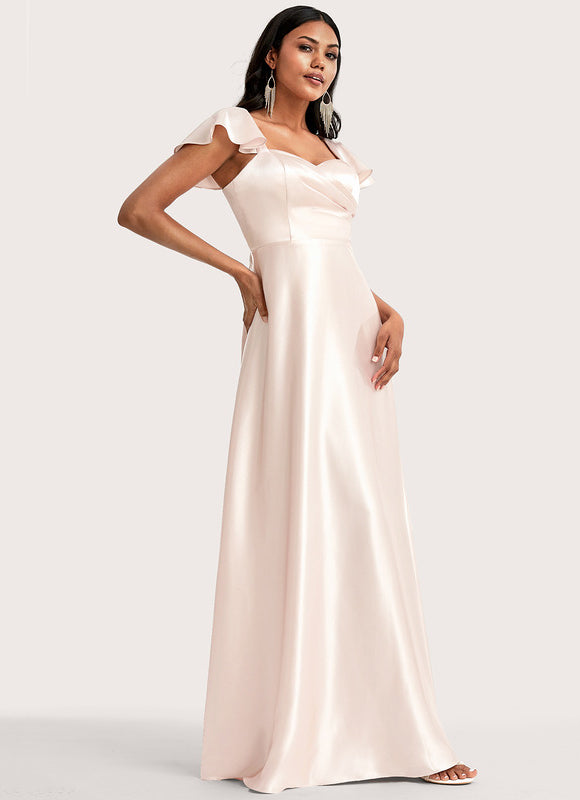Robe Pastel Rose Satin Demoiselle D'Honneur - gallery 3