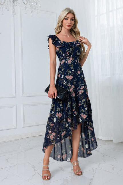 Robe Pastel Rose Imprimé Fleuri Volants - gallery 1