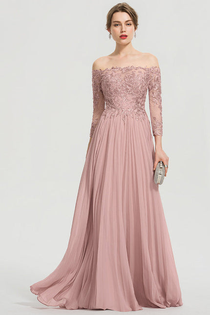 Robe Pastel Rose Épaules Dénudées Dentelle - gallery 2