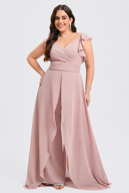 Robe Pastel Rose Demoiselle D'Honneur Volants - gallery 7