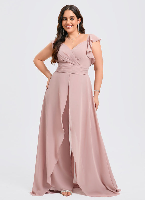 Robe Pastel Rose Demoiselle D'Honneur Volants - gallery 7